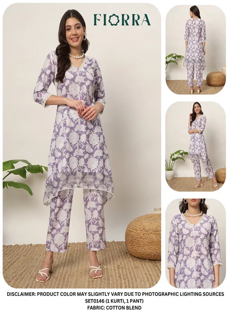 Fiorra SET0146 Summer Cord Set Printed Cotton Kurti With Bottom Wholesalers In Delhi
